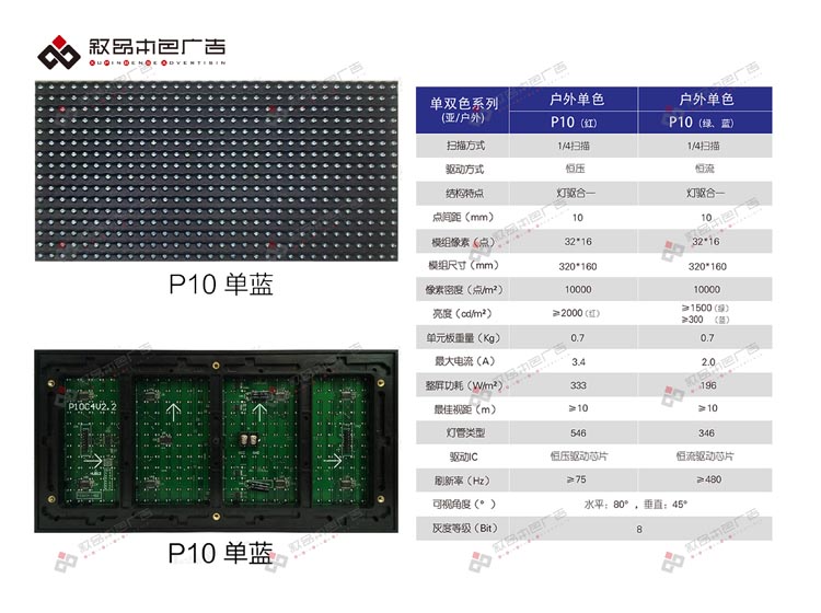 戶外P10單藍(lán)色LED顯示屏圖片